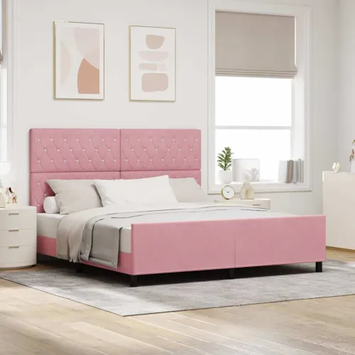 Box spring krevet Ružičasta 180 x 200 cm Baršun - Ružičasta 180 x 200 cm Kristal s dugmadima Cijena