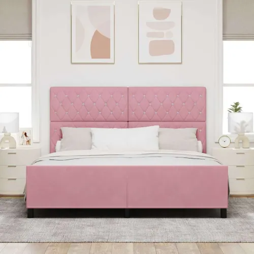 Box spring krevet Ružičasta 180 x 200 cm Baršun - Ružičasta 180 x 200 cm Kristal s dugmadima Cijena