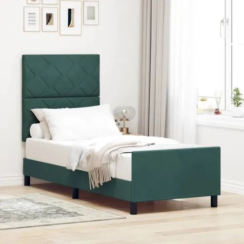 Box spring krevet Tamnozelena 80 x 200 cm Baršun - Tamnozelena 80 x 200 cm Dizajn s rombovima Cijena