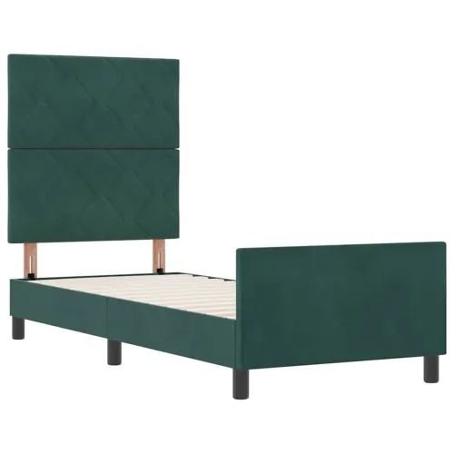 Box spring krevet Tamnozelena 80 x 200 cm Baršun - Tamnozelena 80 x 200 cm Dizajn s rombovima Cijena