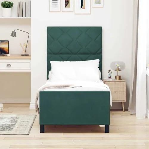 Box spring krevet Tamnozelena 80 x 200 cm Baršun - Tamnozelena 80 x 200 cm Dizajn s rombovima Cijena