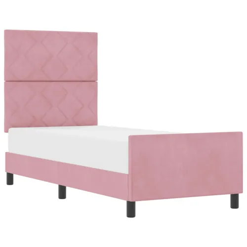 Box spring krevet Ružičasta 80 x 200 cm Baršun - Ružičasta 80 x 200 cm Dizajn s rombovima Cijena