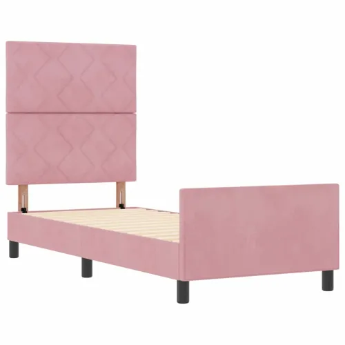 Box spring krevet Ružičasta 80 x 200 cm Baršun - Ružičasta 80 x 200 cm Dizajn s rombovima Cijena