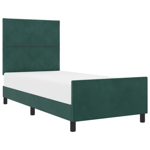 Box spring krevet Tamnozelena 90 x 190 cm Baršun - Tamnozelena 90 x 190 cm Dizajn s rombovima Cijena