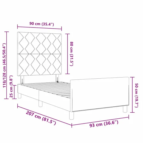 Box spring krevet Tamno siva 90 x 200 cm Baršun - Tamno siva 90 x 200 cm Dizajn s rombovima Cijena
