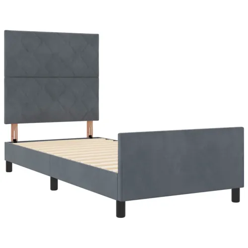 Box spring krevet Tamno siva 90 x 200 cm Baršun - Tamno siva 90 x 200 cm Dizajn s rombovima Cijena