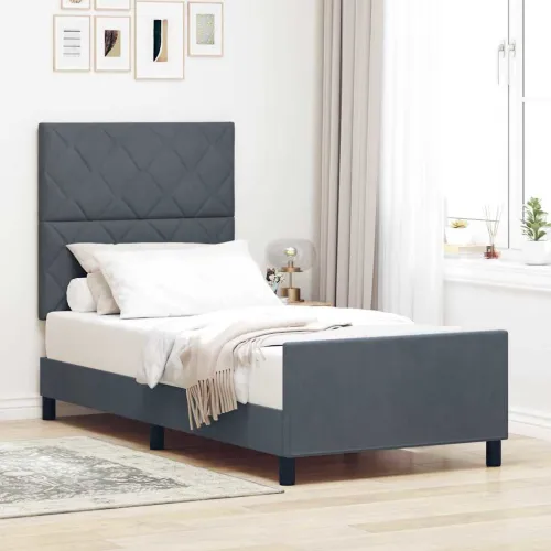 Box spring krevet Tamno siva 90 x 200 cm Baršun - Tamno siva 90 x 200 cm Dizajn s rombovima Cijena