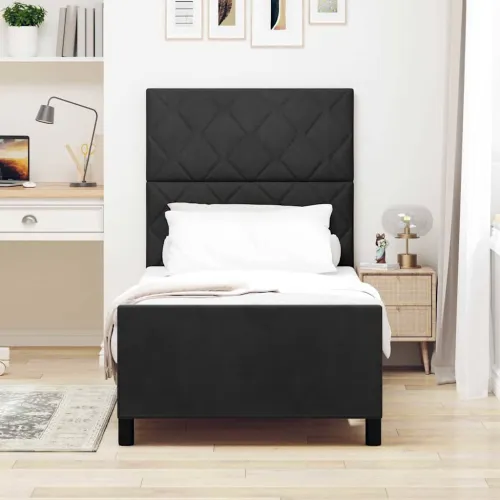 Box spring krevet s uzglavljem Crna 100 x 200 cm Baršun - Crna 100 x 200 cm Dizajn s rombovima Cijena