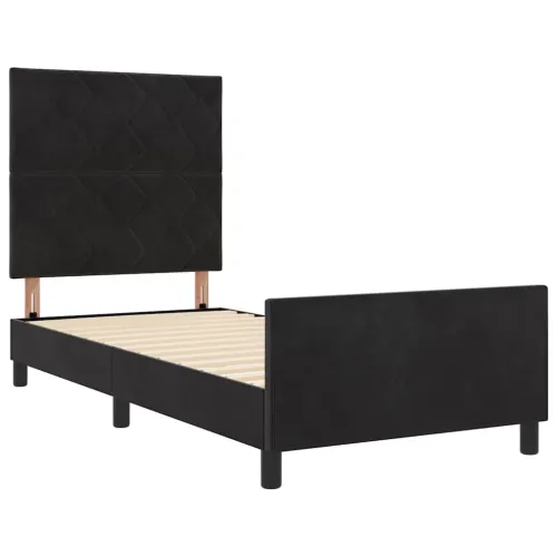Box spring krevet s uzglavljem Crna 100 x 200 cm Baršun - Crna 100 x 200 cm Dizajn s rombovima Cijena