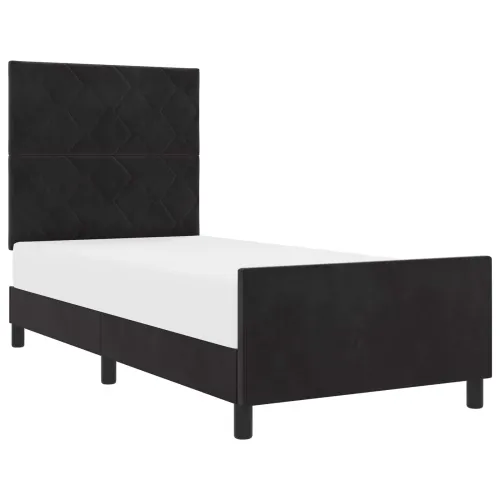 Box spring krevet s uzglavljem Crna 100 x 200 cm Baršun - Crna 100 x 200 cm Dizajn s rombovima Cijena