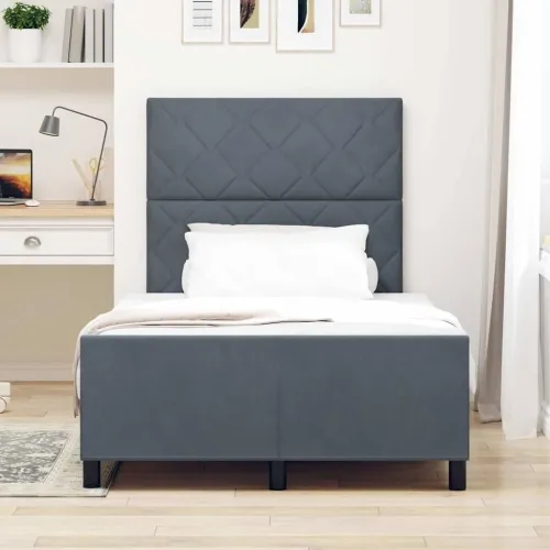 Box spring krevet Tamno siva 120 x 190 cm Baršun - Tamno siva 120 x 190 cm Dizajn s rombovima Cijena