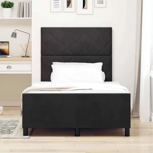 Box spring krevet s uzglavljem Crna 120 x 190 cm Baršun - Crna 120 x 190 cm Dizajn s rombovima Cijena