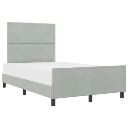 Box spring krevet Svjetlosiva 120 x 200 cm Baršun - Svjetlosiva 120 x 200 cm Dizajn s rombovima Cijena
