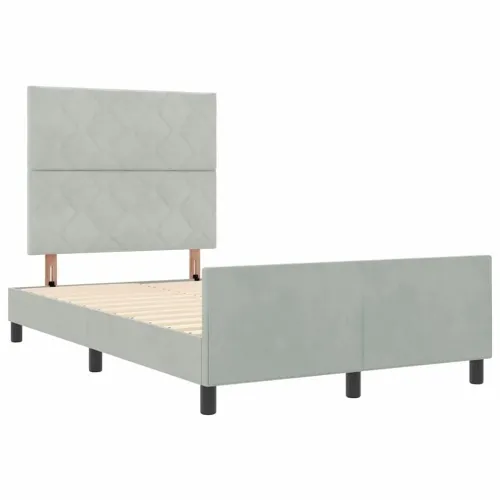 Box spring krevet Svjetlosiva 120 x 200 cm Baršun - Svjetlosiva 120 x 200 cm Dizajn s rombovima Cijena