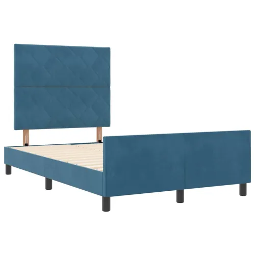 Box spring krevet Tamno plava 120 x 200 cm Baršun - Tamno plava 120 x 200 cm Dizajn s rombovima Cijena