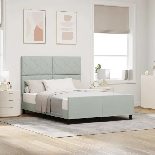 Box spring krevet Svjetlosiva 140 x 190 cm Baršun - Svjetlosiva 140 x 190 cm Dizajn s rombovima Cijena