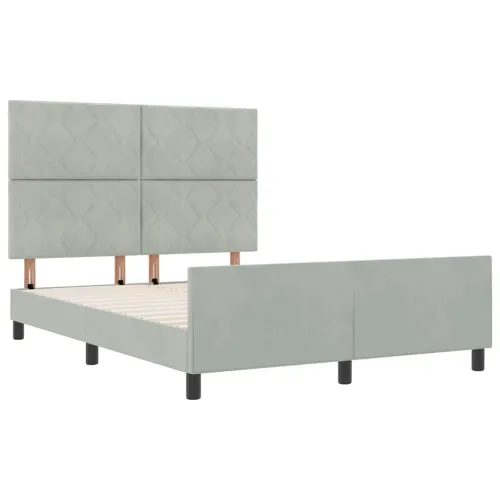Box spring krevet Svjetlosiva 140 x 200 cm Baršun - Svjetlosiva 140 x 200 cm Dizajn s rombovima Cijena