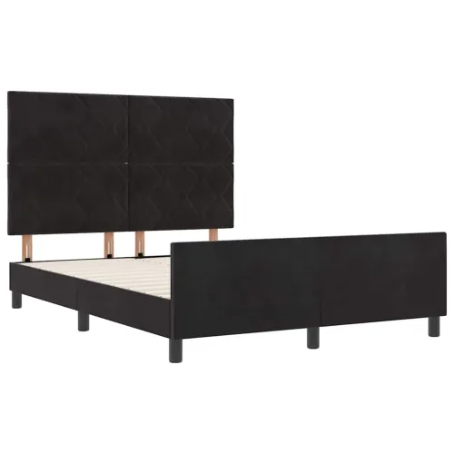 Box spring krevet s uzglavljem Crna 140 x 200 cm Baršun - Crna 140 x 200 cm Dizajn s rombovima Cijena