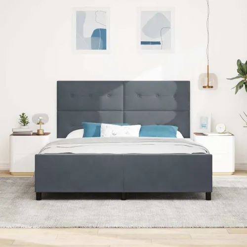 Box spring krevet Tamno siva 180 x 200 cm Baršun - Tamno siva 180 x 200 cm Dizajn s rombovima Cijena