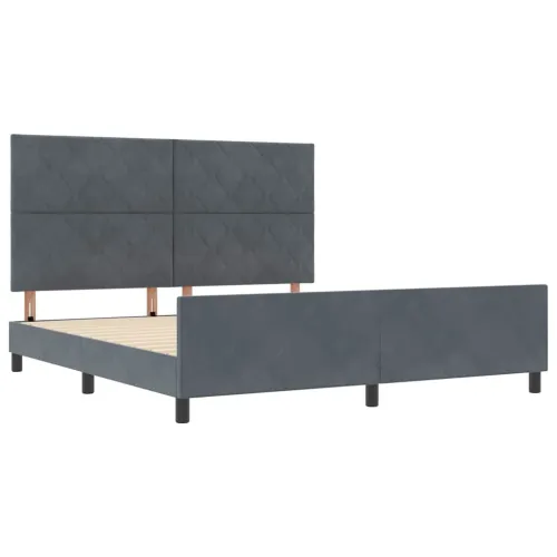 Box spring krevet Tamno siva 180 x 200 cm Baršun - Tamno siva 180 x 200 cm Dizajn s rombovima Cijena