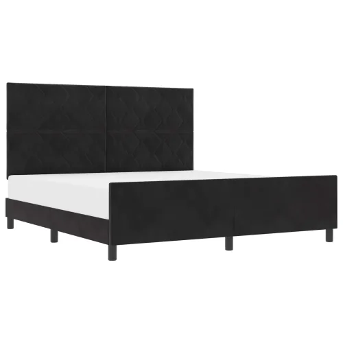Box spring krevet s uzglavljem Crna 180 x 200 cm Baršun - Crna 180 x 200 cm Dizajn s rombovima Cijena