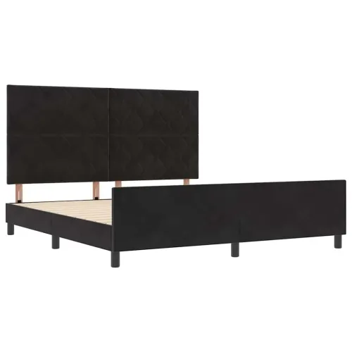 Box spring krevet s uzglavljem Crna 180 x 200 cm Baršun - Crna 180 x 200 cm Dizajn s rombovima Cijena
