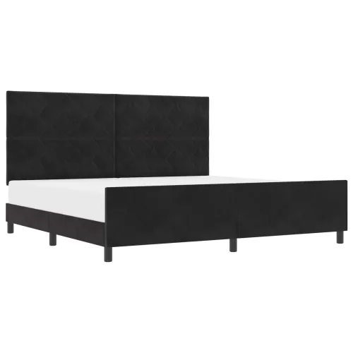 Box spring krevet s uzglavljem Crna 200 x 200 cm Baršun - Crna 200 x 200 cm Dizajn s rombovima Cijena