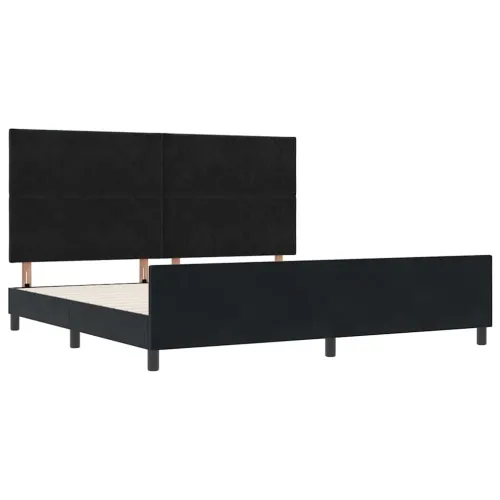 Box spring krevet s uzglavljem Crna 200 x 200 cm Baršun - Crna 200 x 200 cm Dizajn s rombovima Cijena
