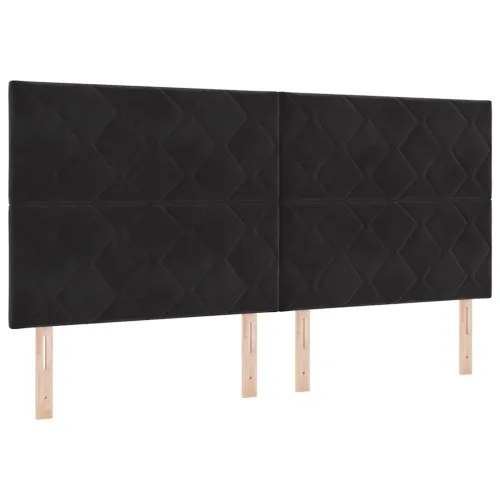 Box spring krevet s uzglavljem Crna 200 x 200 cm Baršun - Crna 200 x 200 cm Dizajn s rombovima Cijena