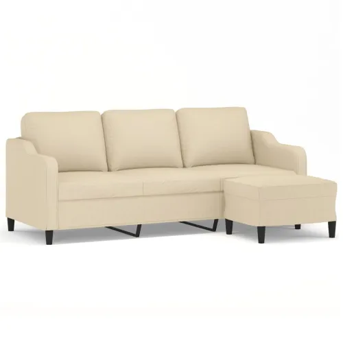 Trosjed s tabureom krem 180 cm od tkanine - Krema Krema Cijena