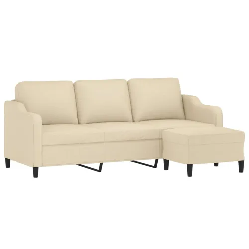 Trosjed s tabureom krem 180 cm od tkanine - Krema Cijena