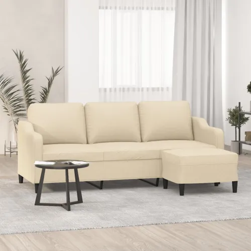 Trosjed s tabureom krem 180 cm od tkanine - Krema Krema Cijena