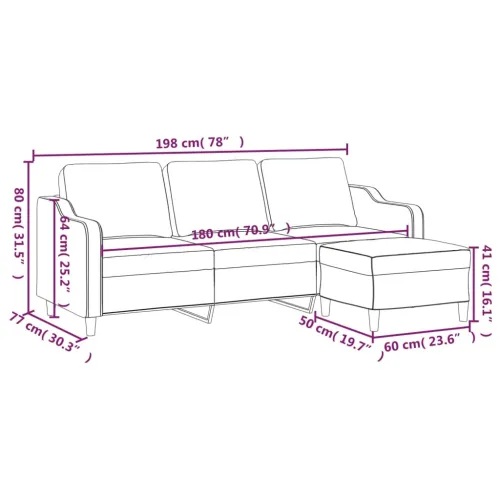 Trosjed s tabureom krem 180 cm od tkanine - Krema Cijena