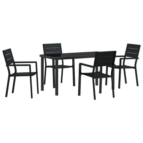 Vrtni set za objed 5 kom. Crna Čelik s prahom premazan - 4 sjedala 140 cm Cijena