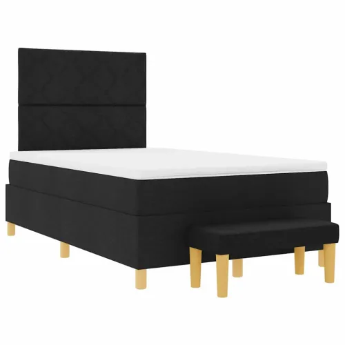 Box spring krevet s uzglavljem Crna 190 x 120 cm tkanina - Crna 120 x 190 cm Dizajn s rombovima Cijena