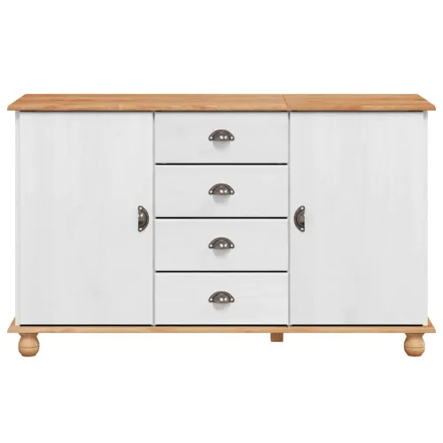 Kreveta s ladicama ASKIM 133,5 x 40 x 79 cm Masivna borovina - Bijelo Cijena