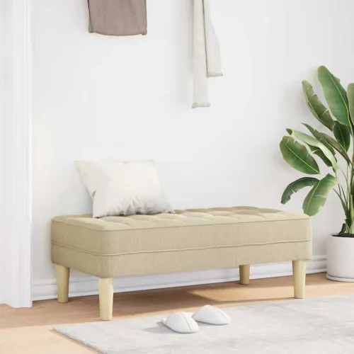 klupa s jastukom Krema 113 x 57 x 39 cm tkanina - Krema Cijena