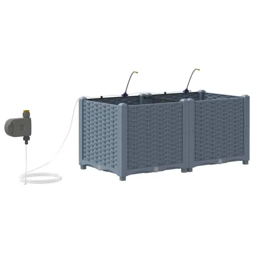 Vrtna saksija 2 kom. Svjetlosiva 80 x 40 x 37,5 cm PP - Svjetlosiva 80 x 40 x 37,5 cm bez kotača Cijena