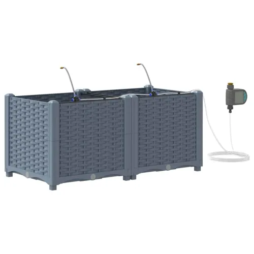 Vrtna saksija 2 kom. Svjetlosiva 80 x 40 x 37,5 cm PP - Svjetlosiva 80 x 40 x 37,5 cm bez kotača Cijena