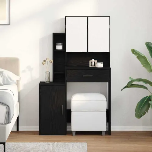 Toaletni stol Crni hrast 80 x 35 x 132 cm Konstruirano drvo - Crni hrast Cijena