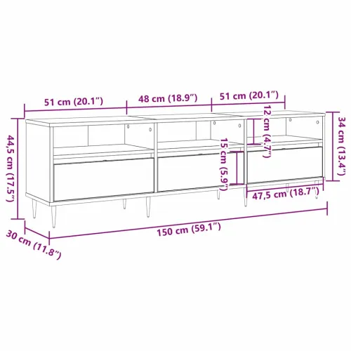 TV ormar 150 x 30 x 45 cm Staro drvo Konstruirano drvo - Staro drvo Cijena
