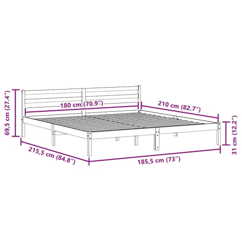 Okvir za krevet Smeđa 215,5 x 185,5 x 69,5 cm - Prirodna 180 x 210 cm Cijena