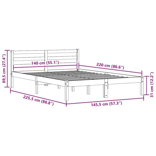 Okvir za krevet Bijelo 225,5 x 145,5 x 69,5 cm - Bijelo 140 x 220 cm Cijena