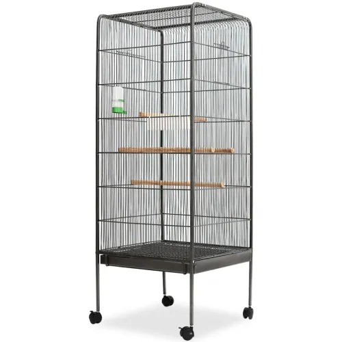  Kavez za ptice crni 54 x 54 x 146 cm čelični - Crna Cijena