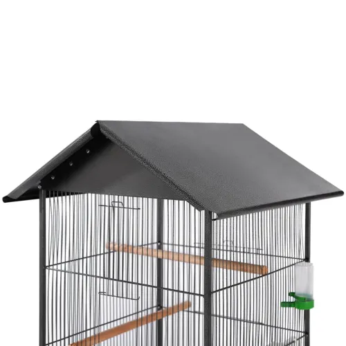 Kavez za ptice s čeličnim krovom crni 66x66x155 cm - Crna Cijena