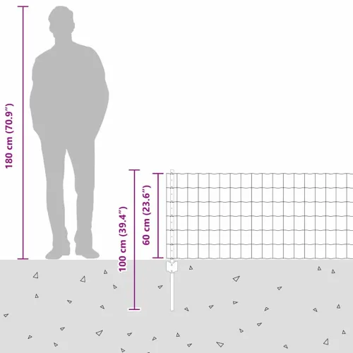 Euro ograda s postom 50 x 0,6 m Čelik premazan PVC-om Zelena - Zelena 50 x 0,6 m ograde (mreža 7,5 x 10 cm) Cijena