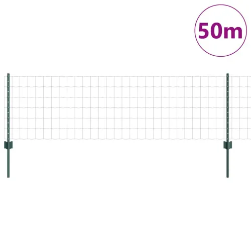 Euro ograda s postom 50 x 0,6 m Čelik premazan PVC-om Zelena - Zelena 50 x 0,6 m ograde (mreža 7,5 x 10 cm) Cijena