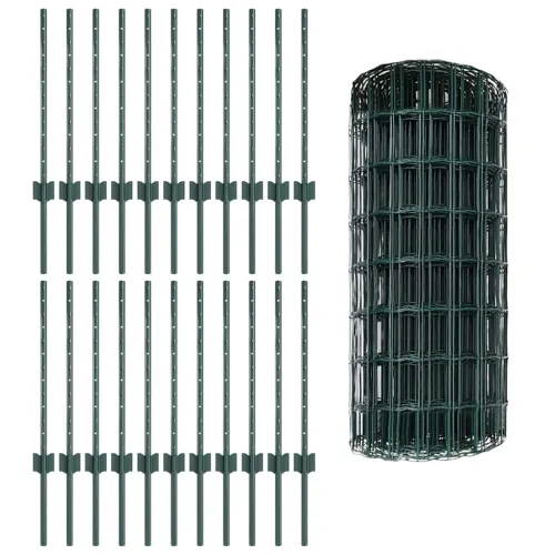 Euro ograda s postom 50 x 0,6 m Čelik premazan PVC-om Zelena - Zelena 50 x 0,6 m ograde (mreža 7,5 x 10 cm) Cijena
