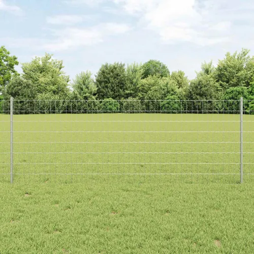 Euro ograda s postom 25 x 0,8 m Pocinčani čelik Srebrna Mreža - Pocinčani čelik 25 x 0,8 m ograda (5 x 10 cm mreža) Cijena