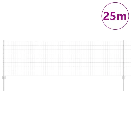 Euro ograda s postom 25 x 0,8 m Pocinčani čelik Srebrna Mreža - Pocinčani čelik 25 x 0,8 m ograda (5 x 10 cm mreža) Cijena